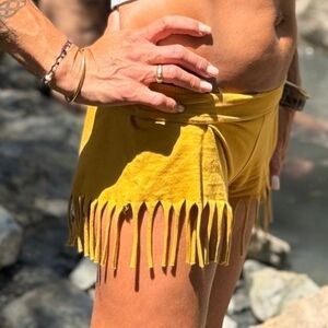 Yellow Fringe Shorts